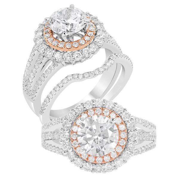 14K Split Shank Cut Diamond Engagement Ring TWT  0.90  CT.  Style