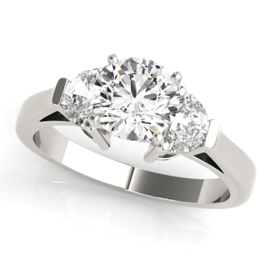 ENGAGEMENT RINGS 3 STONE TRAPS & HALFMOONS #84114 