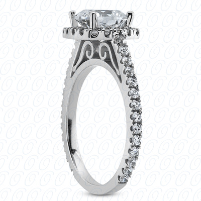 14 Karat White Gold  Cut Diamond Unique Engagement Ring 