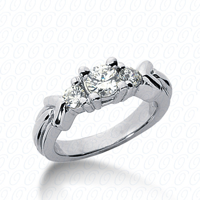 14KP Round  Cut Diamond Unique <br>Engagement Ring 0.80 CT. Three Stones Style