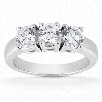 14KP Round  Cut Diamond Unique <br>Engagement Ring 0.75 CT. Three Stones Style