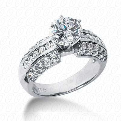 14 Karat White Gold  Cut Diamond Unique Engagement Ring 
