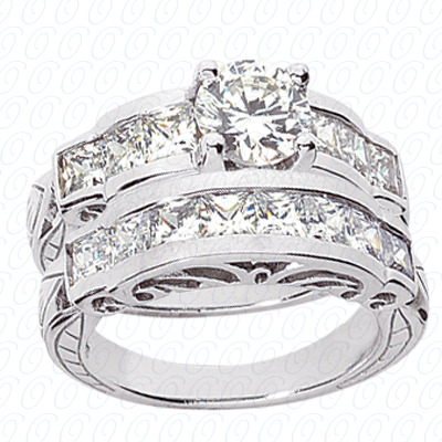 14 Karat White Gold  Cut Diamond Unique Engagement Ring 
