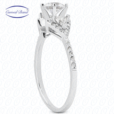 14 Karat White Gold  Cut Diamond Unique Engagement Ring 