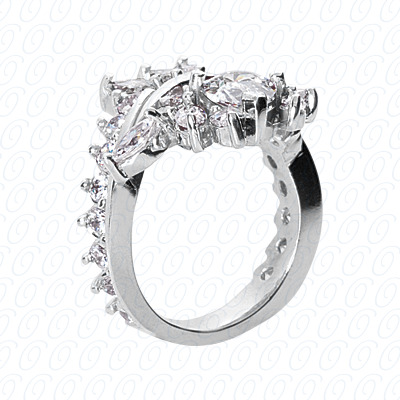 14 Karat White Gold  Cut Diamond Unique Engagement Ring 