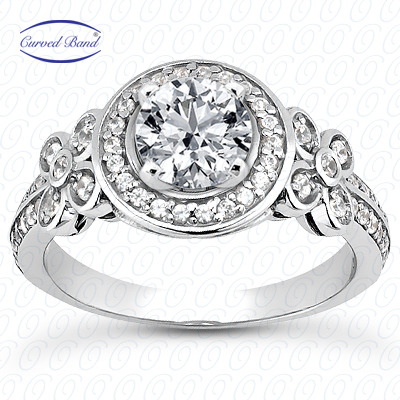 14 Karat White Gold  Cut Diamond Unique Engagement Ring 