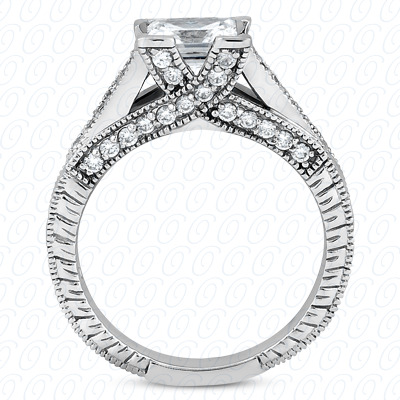 14 Karat White Gold  Cut Diamond Unique Engagement Ring 