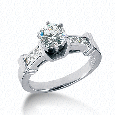 14 Karat White Gold  Cut Diamond Unique Engagement Ring 