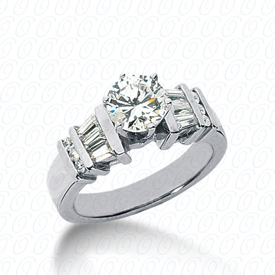 14 Karat White Gold  Cut Diamond Unique Engagement Ring 