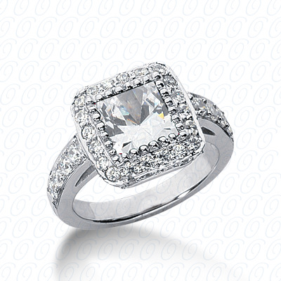 14 Karat White Gold  Cut Diamond Unique Engagement Ring 