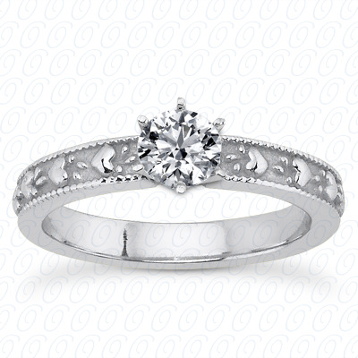 14 Karat White Gold  Cut Diamond Unique Engagement Ring 