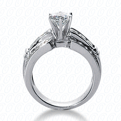 14 Karat White Gold  Cut Diamond Unique Engagement Ring 