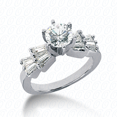 14 Karat White Gold  Cut Diamond Unique Engagement Ring 