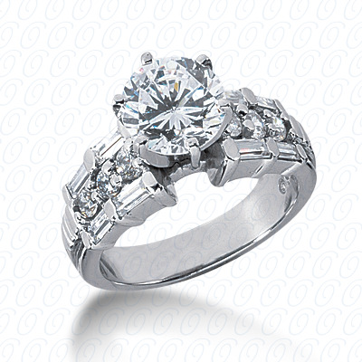 14 Karat White Gold  Cut Diamond Unique Engagement Ring 
