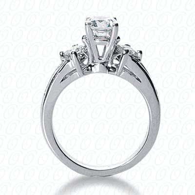 14 Karat White Gold  Cut Diamond Unique Engagement Ring 
