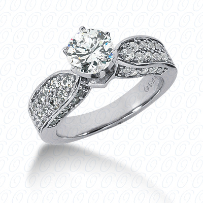 14 Karat White Gold  Cut Diamond Unique Engagement Ring 