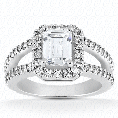 14 Karat White Gold  Cut Diamond Unique Engagement Ring 