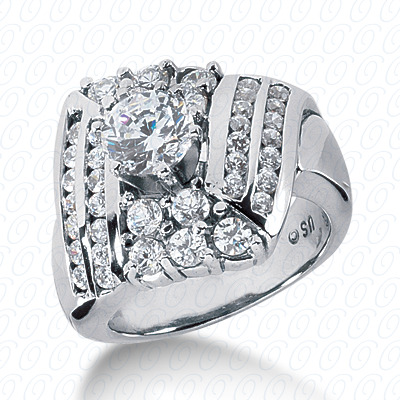 14 Karat White Gold  Cut Diamond Unique Engagement Ring 
