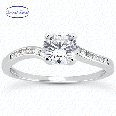 14 Karat White Gold  Cut Diamond Unique Engagement Ring 
