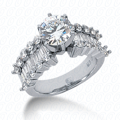 14 Karat White Gold  Cut Diamond Unique Engagement Ring 