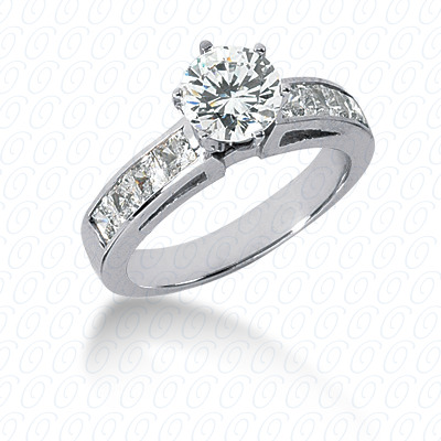 14 Karat White Gold  Cut Diamond Unique Engagement Ring 