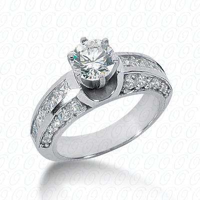 14 Karat White Gold  Cut Diamond Unique Engagement Ring 
