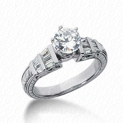 14 Karat White Gold  Cut Diamond Unique Engagement Ring 