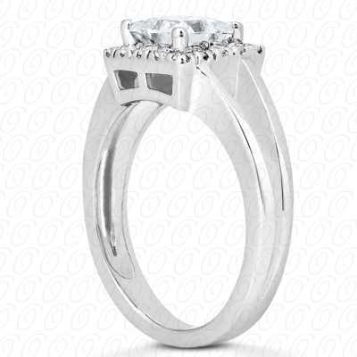 14 Karat White Gold  Cut Diamond Unique Engagement Ring 
