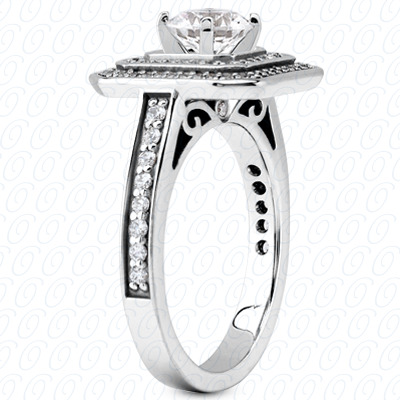 0.42 CT. 14 Karat Pink Gold Halo Petite  Cut Diamond Engagement Ring Petite Style