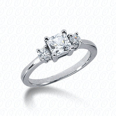 14KP Princess  Cut Diamond Unique Engagement Ring 0.60 CT. Three Stones Style
