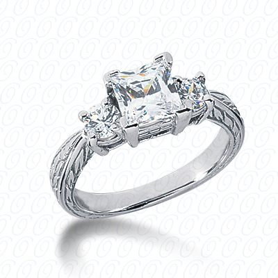 14KP Combination Cut Diamond Unique <br>Engagement Ring 0.40 CT. Three Stones Style