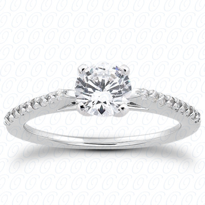 14 Karat White Gold  Cut Diamond Unique Engagement Ring 
