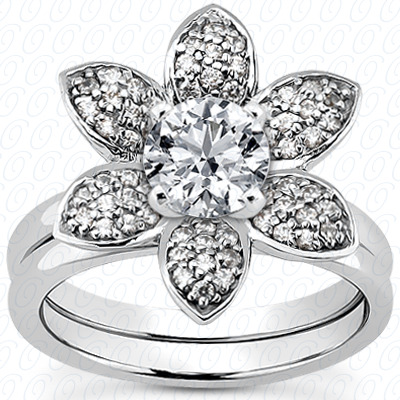 14 Karat White Gold  Cut Diamond Unique Engagement Ring 