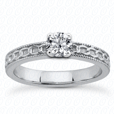 14 Karat White Gold  Cut Diamond Unique Engagement Ring 