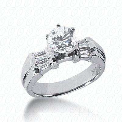 14 Karat White Gold  Cut Diamond Unique Engagement Ring 