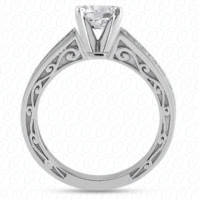 14 Karat White Gold  Cut Diamond Unique Engagement Ring 