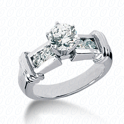 14 Karat White Gold  Cut Diamond Unique Engagement Ring 