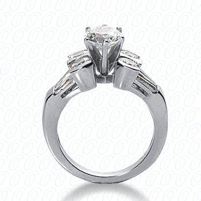 14 Karat White Gold  Cut Diamond Unique Engagement Ring 