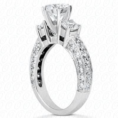 14 Karat White Gold  Cut Diamond Unique Engagement Ring 