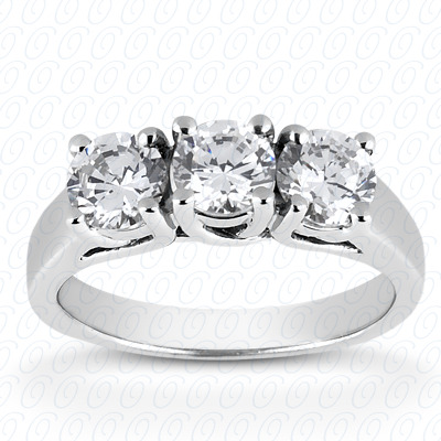 14KP Round  Cut Diamond Unique <br>Engagement Ring 0.99 CT. Three Stones Style
