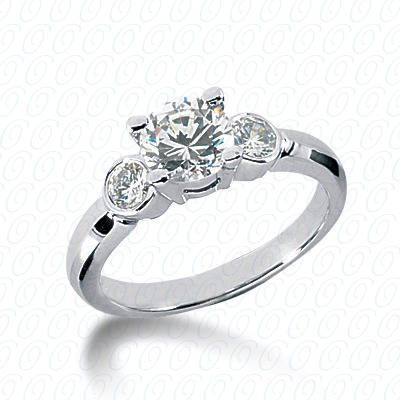 14KP Round  Cut Diamond Unique <br>Engagement Ring 0.40 CT. Three Stones Style