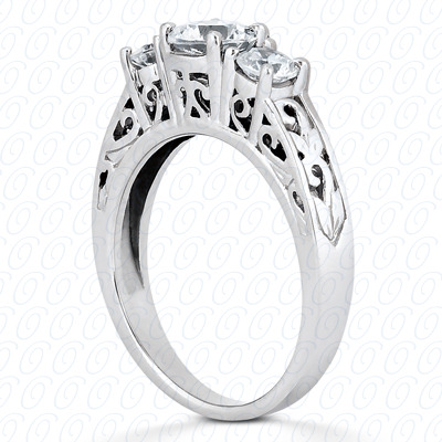 14 Karat White Gold  Cut Diamond Unique Engagement Ring 