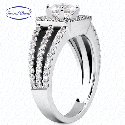 14 Karat White Gold  Cut Diamond Unique Engagement Ring 
