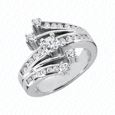 14 Karat White Gold  Cut Diamond Unique Engagement Ring 