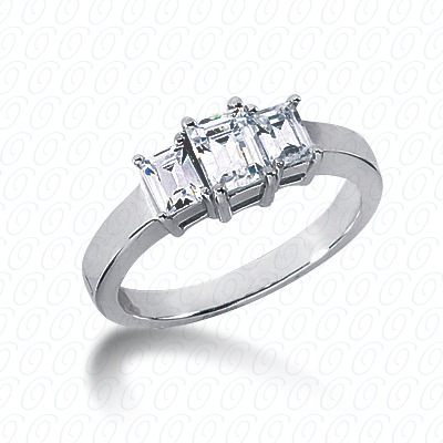 14KP Emerald  Cut Diamond Unique <br>Engagement Ring 1.06 CT. Three Stones Style