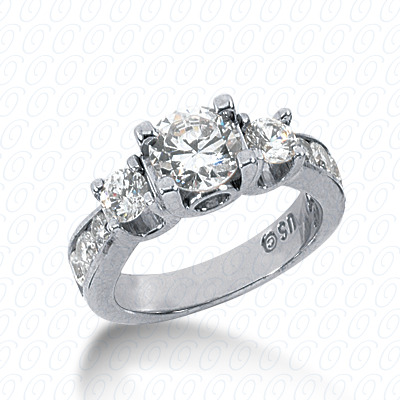 14KP Round  Cut Diamond Unique Engagement Ring 0.98 CT.