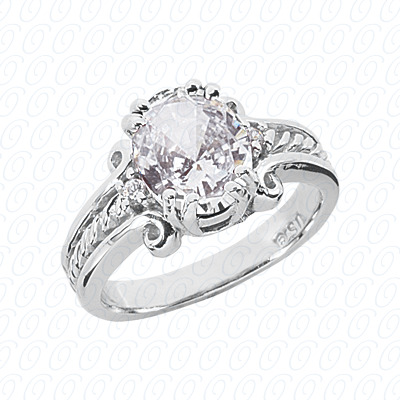 14 Karat White Gold  Cut Diamond Unique Engagement Ring 