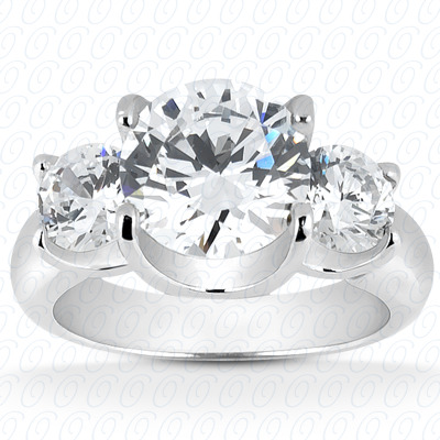14KP Round  Cut Diamond Unique Engagement Ring 0.60 CT. Three Stones Style