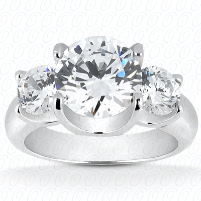 14KP Round  Cut Diamond Unique <br>Engagement Ring 0.60 CT. Three Stones Style