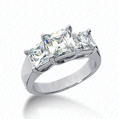 14KP Princess  Cut Diamond Unique Engagement Ring 1.00 CT. Three Stones Style
